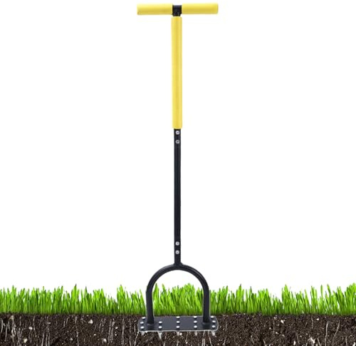 Aérateur De Pelouse,Aérateur de Sol de Jardin avec Semelle Large | Manche en T Cultivateur Scarificateur pour Jardinage Aération et Aménagement Paysager