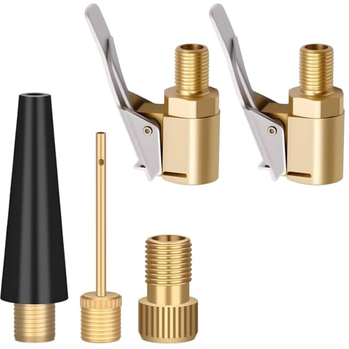 shirylzee 5Pcs Tyre Inflator Adaptor, Air Chuck and Bike Pump Adaptor, Football Pump Adapter Needle, Bicycle Valve Adapter Set for Bike Pumps, Car Valve Adapter