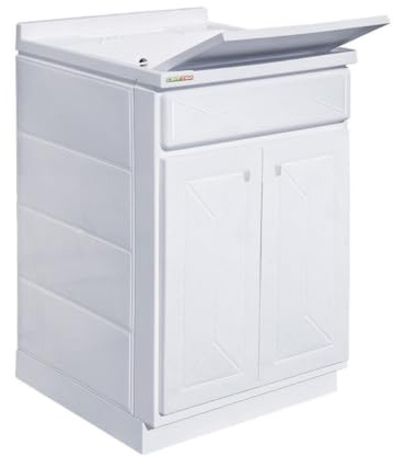 Yellowshop - Mobile Lavatoio Lavapanni Lindol in Resina Resiste Raggi UV con Ante a Battente, Vasca Capiente, Resistente all’Acqua, Diverse Dimensioni, Made in Italy (L60xP50xH84 cm)
