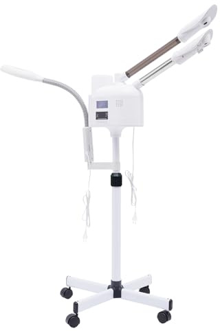 HUOMMGS 3-i-1 ansiktsångare 750 W ångkokare kosmetika med varm/kallt munstycke höjd justerbar ansiktsbastu med LED förstoringsglas och intelligent pekskärm porrengörare ånga spa maskin