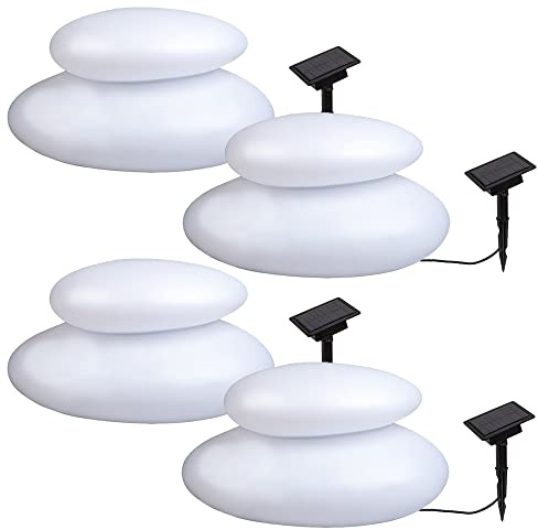 Dapo 4 x LED-Solar-Außen-Garten-Leuchte DUO 34,5x39x31cm 16 LED warmweiß IP44 Boden-Dekorations-Stimmungs-Lampe (4er Set)