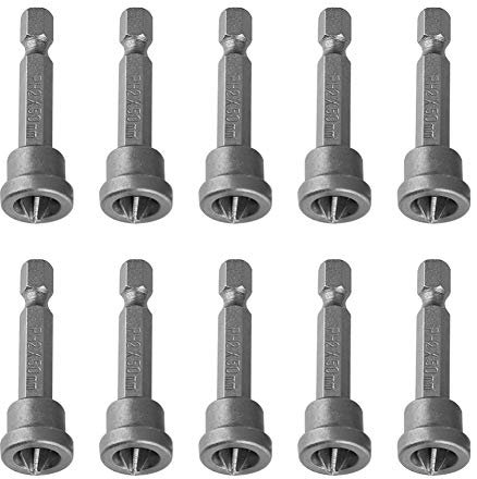 Drywall Screwdriver Bits, 10Pcs 50mm/1.97in PH2 Hex Shank Magnetic Cross Screwdriver Bits for Any Power Drill or Cordless Drill