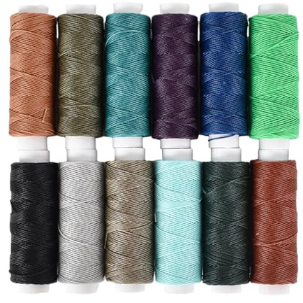 Fil de cire en polyester de 24 couleurs de 0,45 mm 12 rouleaux de fil de coton ciré à coudre 40 m Fil de cuir ciré Convient pour le fil à coudre de bracelet en cuir tressé