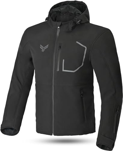 MCW Gear Black Hooded Motorcycle Jacket Introduced Waterproof Urban Vector Soft Shell Motorbike Hoodie with CE Level 2 Armors Zip Clouser (UK, Alpha, XL, Regular, Regular)