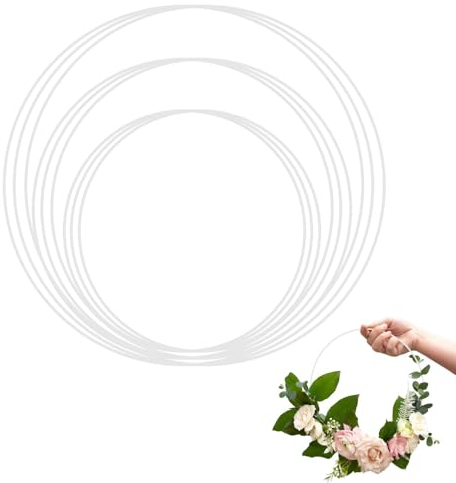 FURREN 9 Stück Metallringe zum Basteln Weiß Drahtring groß Traumfänger Ringe deko ringe zum Aufhängen Dekoring 10cm/15cm/20cm Makramee Zubehör Ringe Metall für DIY Hochzeitskranz, Wandbehang