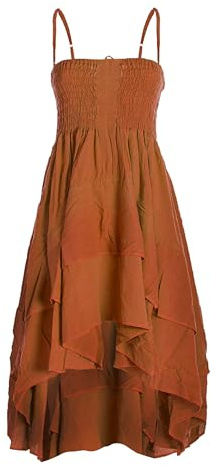 Vishes Damen 2in1 Sommerkleid-Rock | Orange | Flexibel als Spaghettiträger-Kleid oder Rock tragbar | 100% Baumwolle I Ideal für Frühjahr & Sommer I Nachhaltige Alternative Bekleidung