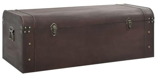 vidaXL Schatztruhe, Schatzkiste mit Riegeln, Holzkiste Dekokiste 2-in-1-Design, Piratenkiste Holzbox Couchtisch, Dunkelbraun Sperrholz