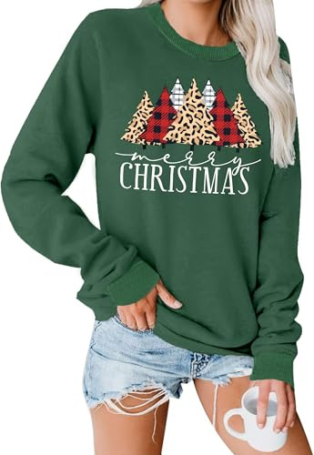 hohololo Sweat-Shirt de Noël pour Femme avec Inscription Merry Christmas