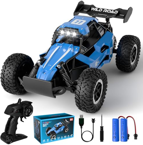ifollower Alloy Remote Control Cars, 20KM/H Rc Car Offroad All Terrain, 1:16 Stunt RC Car with Cool LED, 2.4G 2WD High Speed Monster Truck for Boys Girls Ages 3-12