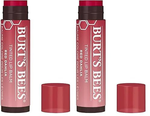 Burt's Bees Tinted Lip Balm Red Dahlia, Moisturising Lip Tint With Shea Butter, 100% Natural Origin, 4.25g (Pack of 2)