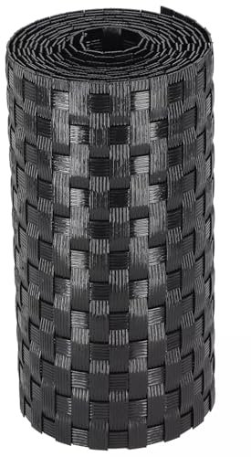 EffeDecor Fasce Oscuranti Stuoia Frangivista in Polietilene Rattan H19 cm Rete Rotolo Per Recinzioni,Cancelli,Ringhiere,Balconi o Giardino con 2 Clips Fissaggio Inclusi (Nero)