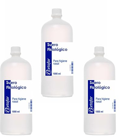 Botellas Suero Fisiológico 1 Litro Pack 3 | Solución Salina Estéril 0,9% para Higiene Nasal, Limpieza Ocular y Lavado de Heridas | Formato Ahorro 3 Litros para Uso Diario