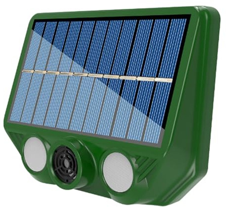 Répulsif solaire pour animaux – Répulsif pour oiseaux, écureuils | Dissuasion à ultrasons d'extérieur avec détecteur de mouvement, lampes clignotantes LED, appareil de contrôle à énergie solaire