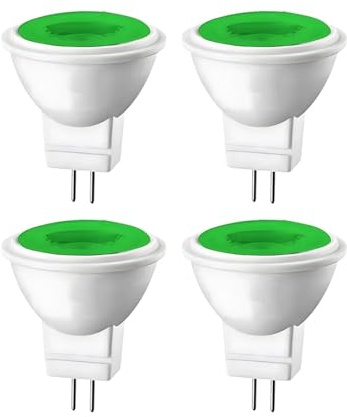 eufeifeiegds Bombilla LED MR11 GU4 azul, roja y verde, 3 W, 12 V, reemplaza a .0 de 10, 20 35, for decoración exteriores paisajes(Verde)