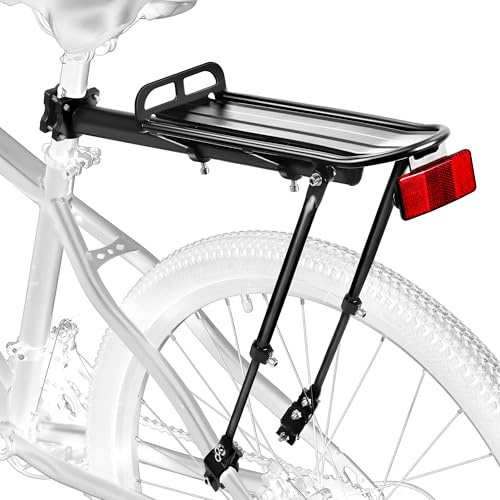 YONTUO Portabultos Bicicleta Trasero, Portaequipajes de Aleación de Aluminio, Estante y Parrilla Universal, Soporte Trasero con Reflector Grande, Extensible para Bicicleta de Montaña y Carretera