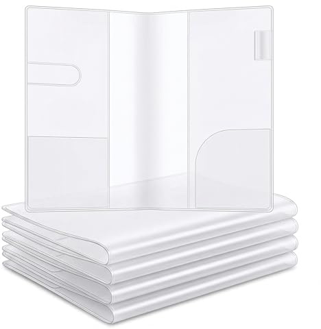 Clear Cover Compatible with Hobonichi Weeks 4pcs, 8.2x7.8in PVC Waterproof Book Protector with Card-Sized Pockets, Planner Cover Dust-Proof Clear Protective Sleeve for Books, Book Cover Sleeve