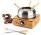 KLARSTEIN Bambus - fondue, 800 W, caquelon en inox, base en bambou, capacité 1,3 L max., plaque chauffante en inox, thermostat, support de fourchette, 6 fourchettes à fondue en inox - bambou