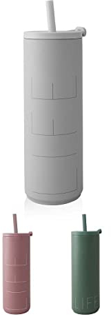 Design Letters Auslaufsicherer Thermobecher mit Deckel & Strohhalm | Thermoflasche mit einzigartiger Verschluss | Thermobecher Coffee to go | 500ml Edelstahlbecher | BPA, BPS-freier Campingbecher