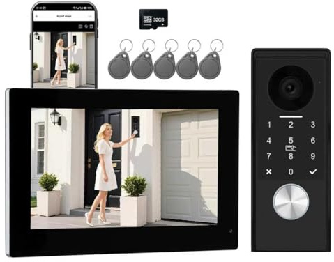 KONX Portier Video KW07 2 Fils + écran 7 2MP 1080p Tuya interphone WiFi, Relais Portail, Badge RFID