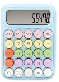 Calculadora electrónica Color Pastel 12 dígitos Pantalla LCD Gran resolución Grandes bonotes para Mayor Comodidad Ideal para el Colegio, Oficina, hogar (Azul)