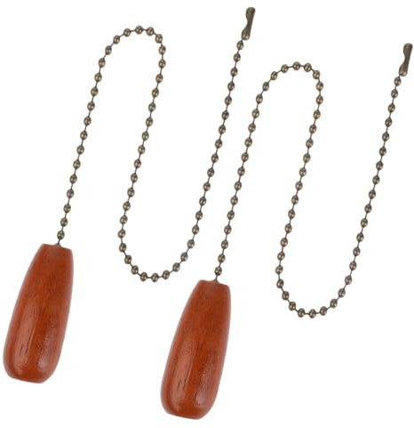 ZEYIYER 2PCS Ceiling Fan Pull Chain, 13 Inch Fan Pull Chain Extensions, Wooden Ceiling Fan Extension Connector Ornaments for Ceiling Fan Light Lamp Chain Pulls(Brown)