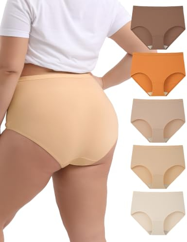 INNERSY Mutande Donna Cotone Taglie Forti Slip Vita Alta Mutandine Culotte 40-62 (M-5XL) Pacco da 5