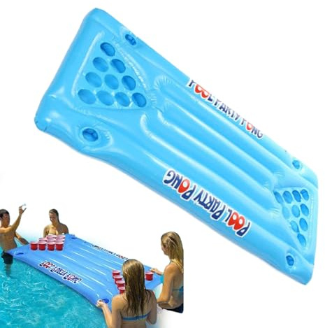Mesa de Pong de Piscina - balsa de Pong de Cerveza Flotante Inflable con portavasos | Mesa Flotante de Lounge para Adultos y Familiares, Flotador de Juego de de la Piscina para diversi