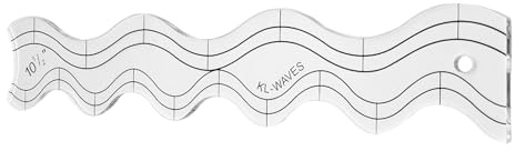 Wave Edge Quilting Ruler, Clear Acrylic Patchwork Sewing Ruler with Non-Slip Grip, Compatible with All Sewing & Cutting Machines, Modern Quilting Template for Precise Measurements