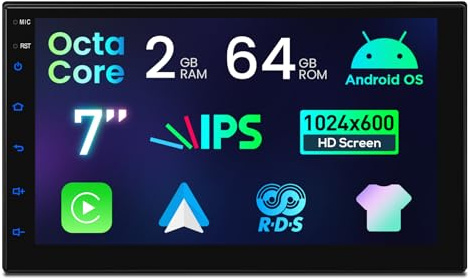 XTRONS 7 Android 2+64GB Universal Double Din Car Stereo w Cooling System | Apple Car Play & Wireless Android Auto IPS Screen EQ DSP GPS Navigation Bluetooth Dual Band WiFi Optional DAB+ XTRONS UI Mode