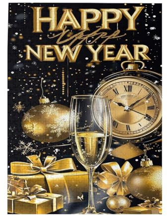 Happy New Year Clock 500 Piece Large Format Jigsaw Puzzle Premium Quality Puzzles for Adults