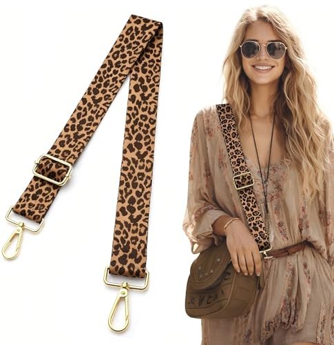 BIVYAX Correa Leopardo para Mujer, 1 Pieza Tirante Ajustable Ancho 3.8cm, correa de bolso de tela Correa Intercambiable para Bolso de Mano y Bandolera, Estampado Leopardo de Moda