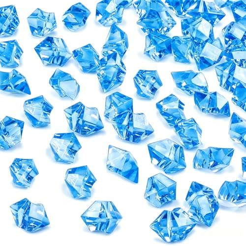 Funver 380PCS Bule Clear Acrylic Crushed Ice Rocks, Fake Ice Crystals Gems for Vase Fillers, Table Centerpieces, Wedding Decorations, Artificial Diamonds for Crafts and Home Decorative Arrangements
