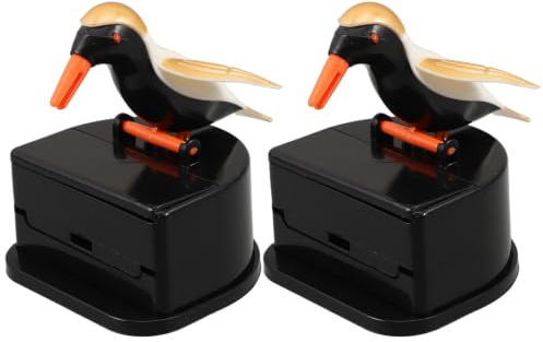 HOUDERCO 2 St Tryckbar Fågelformad Tandpetarhållare i Dekorativ och Bärbar Dispenser för Kök Restaurang och Badrum Enkel Enhandsanvändning Kompakt Design Bordstillbehör