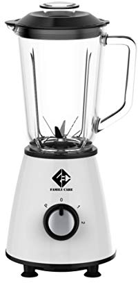 Family Care 800 W Glass Blender, 1 L Glass Jug, 6 Detachable Stainless Steel Blades, 4 Speeds Included Turbo, White