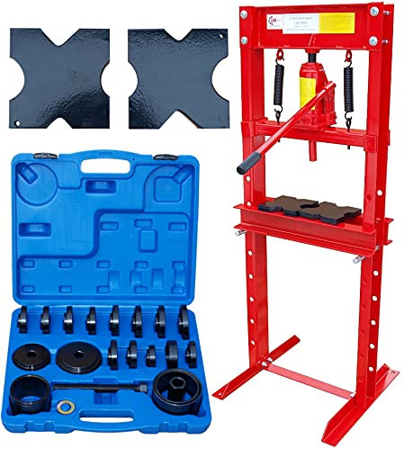 CARMAX Werkstattpresse 12T Hydraulikpresse + Druckstücksatz 56-88mm – Rahmenpresse hydraulisch Dornpresse 12000kg
