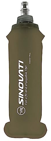 SINOVATI TPU faltbare Trinkflaschen, Soft Flask, Wasserflasche BPA-Frei Sportflasche für Trinkrucksack, Fahrrad, Wandern, Joggen, Trekking, Camping und Klettern (Dunkelgrau, 500ml)