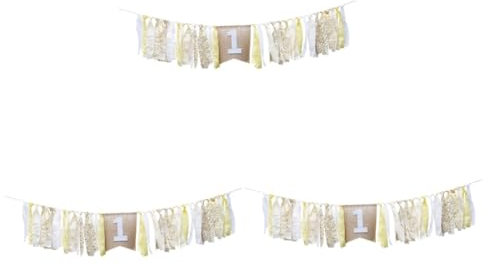 Abaodam 3 Stk Dekoration Für Die 1. Geburtstagsfeier Babyparty-banner Hängebanner Für Babys Partyzubehör Für Den 1. Geburtstag Hochstuhl Ein Banner Sackleinen Essensstuhl Baby Tuch Bankett