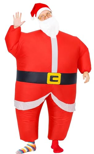 Rafalacy Inflatable Christmas Costume for Adult Blow up Santa Claus Elf Snowman Ginger Bread Man Costum Xmas Funny Fancy Dress