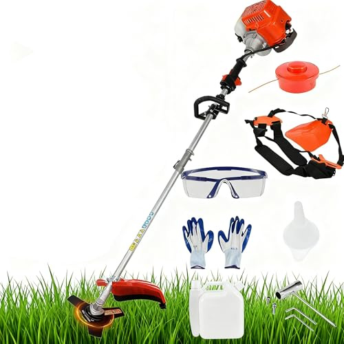 Altsuceser 52CC Gas Power String Trimmer Cordless, 2 in 1 Multifunction Petrol Hedge Trimmer, Gas Lawn Mower Brush Cutter, 2-Stroke Weed Wacker, for Lawn, Garden, etc (2 in 1 red)