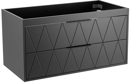 UEV Mobile Sottolavabo per Bagno, Mobiletto Bagno Sospeso con 2 Cassetti, Lavandino da Bagno non Incluso, 90×45×46CM, Nero