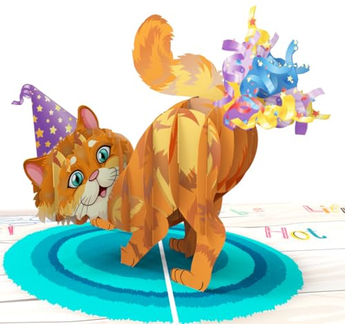 Three Dee Cards - Funny Cat Themed 3D Pop Up Birthday Card, for Adults | Unique Handmade Greeting Pop-Up Card for Women, Men, Great for Relatives, Friends & Cat Lovers (NOT FOR KIDS)