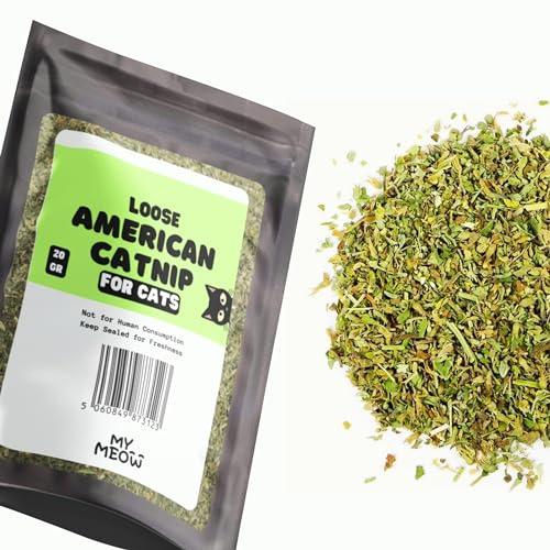 WufWuf MyMeow, erba gatta naturale al 100% per gatti, 20 g, coltivata in modo sostenibile in Nord America, trattamento con erba gatta per migliorare giocattoli e graffi, erba gatta di alta qualità per