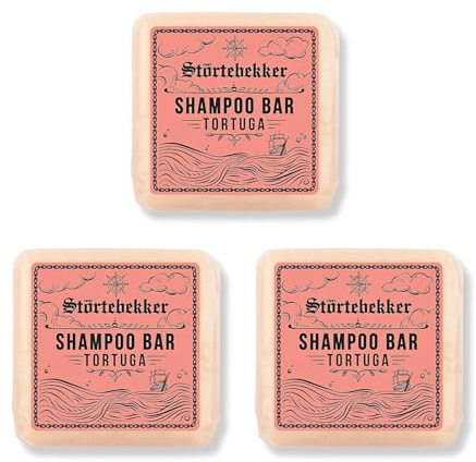 Störtebekker® Premium Shampoo Bar Tortuga (3x) – fast schampo män och kvinnor – 3-i-1 duschtvål män för hår, hårbotten och skägg – fuktschampo – vegansk, handgjord – 3 x 100 g
