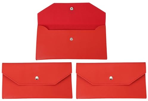 PATIKIL 2-pack kontanter kuvert plånbok, budget kontanthållare återanvändbar pengar väska påse läder pengar organisering påse för män kvinnor kvitto check faktura resa examen semestrar, röd