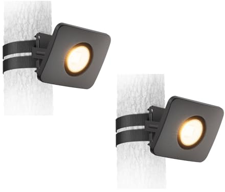 ledscom.de 2 st LED-trädgårdsstrålkastare WEGA med remfäste för utomhusbruk, stickkontakt, svart, 2361 lm, varmvitt