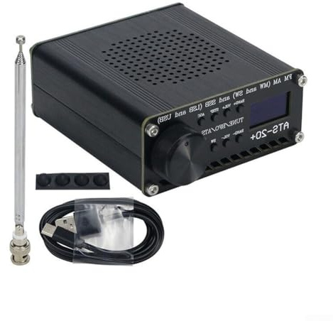 HanOaki ATS-20+ Plus V2 SI4732 Récepteur radio pour DSP FM AM MW/SW SSB LSB USB multi-bande avec écran OLED, pour interface d'antenne SMA, batterie 3,6 V 800 mAh, chargement USB