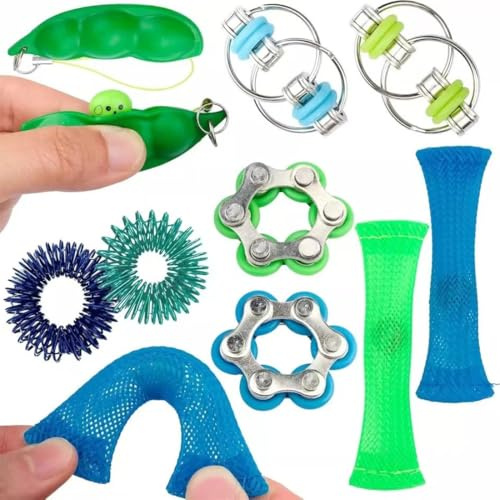 CFEWV 15 Pezzi Fidget Toy, Agitarsi Gioco Per Alleviare Lo Stress, Tubo A Rete Intrecciata, Antistress Giocattolo Per Bambini E Adulti