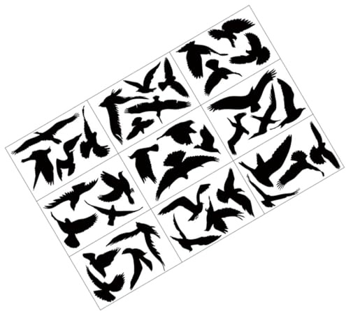Uonlytech Pegatinas Anticolisión para Ventanas Negras Diseño de Colibrí, Estáticas y Resistentes Intemperie, 9 Unidades para Protección de Aves en Cristales de Hogar y Oficina