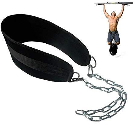 HemeraPhit Klimmzuggürtel gewichteter Dip Gürtel mit Kette Doppel-D-Ring Gewichtheben Rückenstützgurt Home Gym Equipment Taillengürtel (#1)