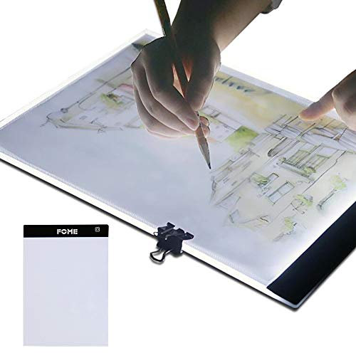 FOME A4 Light Box: Ultra-Thin LED Drawing Board with Adjustable Brightness, USB-Powered Tracing Light Pad for Artists, Sketching, Animation, and Stencilling